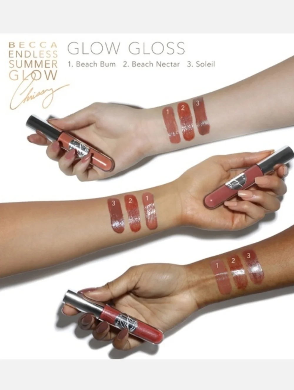 NIB BECCA x Chrissy Teigen Glow Lip Gloss in Malibu Soleil